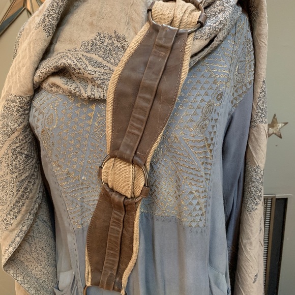 Free People Boho Post Apocalyptic Leather and Burlap Belt - Picture 3 of 11